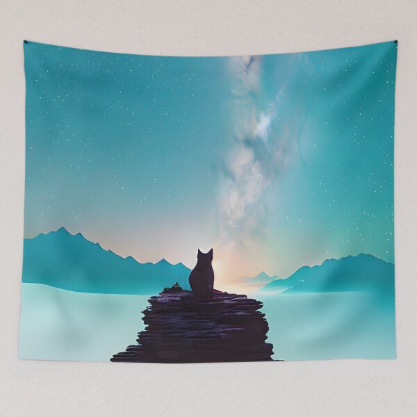 Item preview, Galaxy Cat Double Exposure - Modern Digital Art designed and sold by Ai-michiart.