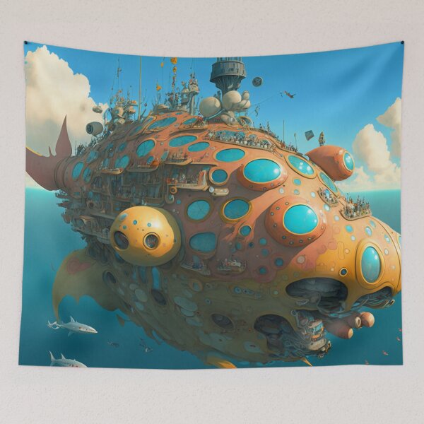 Artikelvorschau, Fantasy Water World Seascape Art 32 – Bunte Cartoon-Reise entworfen und verkauft von Sunchaser World.