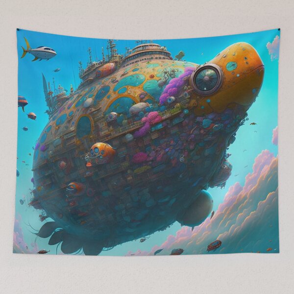 Artikelvorschau, Fantasy Water World Seascape Art 35 – Bunte Cartoon-Reise entworfen und verkauft von Sunchaser World.