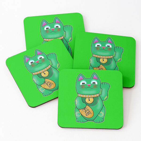 Item preview, Green Cute Maneki Neko Education Lucky Cat designed and sold by SpaceTruck.