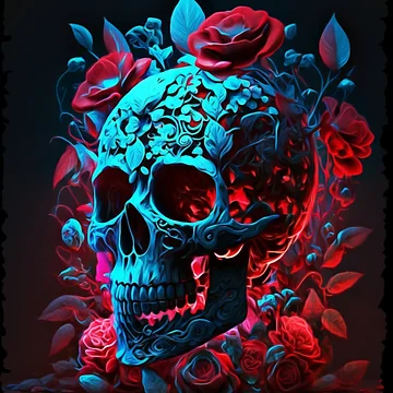 Artwork thumbnail, Colorful Roses Skull by YM-ART