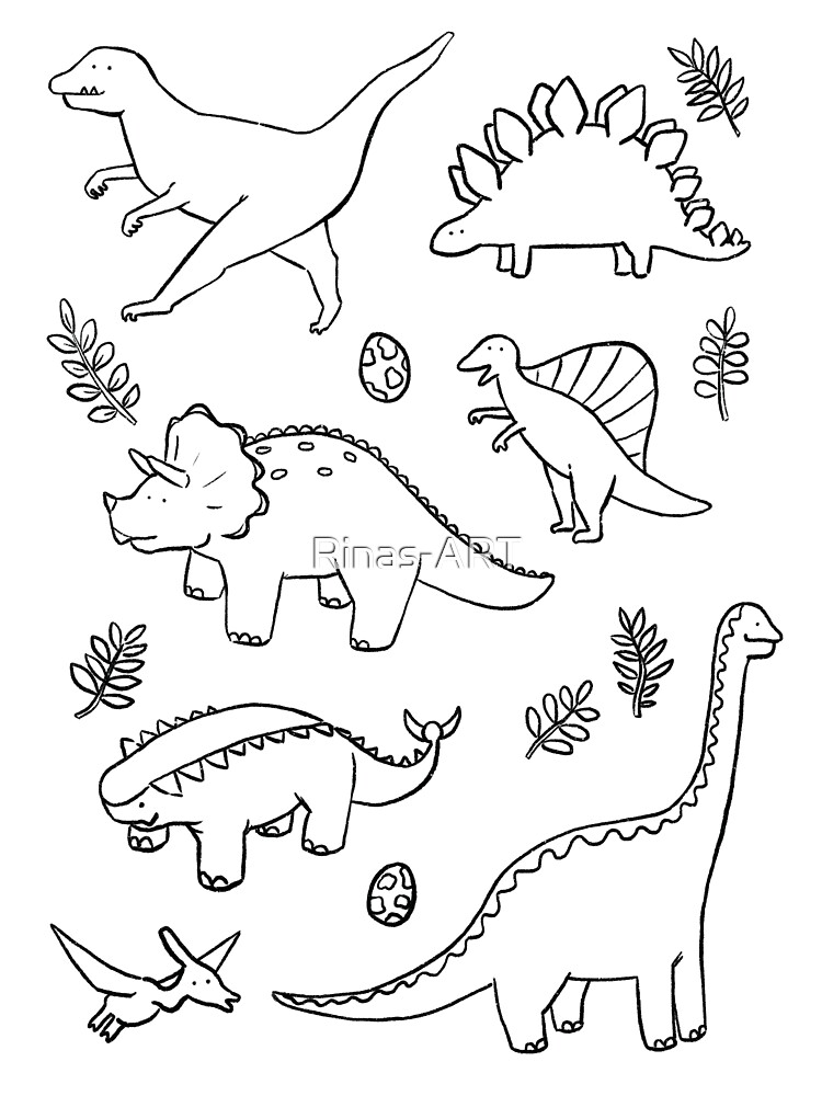 Dinosaur Cute Seamless Drawing Contour For Kids And Children. Royalty Free  SVG, Cliparts, Vectors, and Stock Illustration. Image 129364083.
