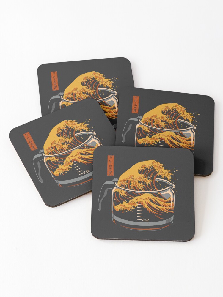 Thumbnail 1 of 5, Coasters (Set of 4), The Great Wave of Coffee designed and sold by Elan Harris.