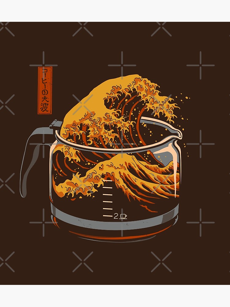 Thumbnail 3 of 3, Poster, The Great Wave of Coffee designed and sold by Elan Harris.