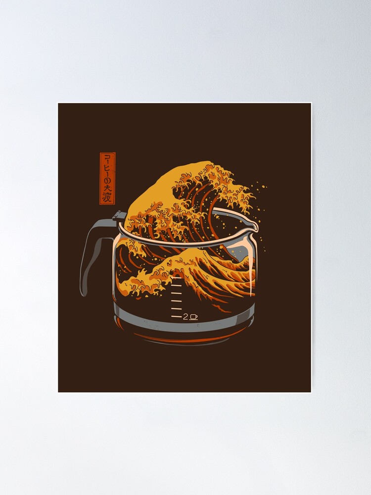 Thumbnail 2 of 3, Poster, The Great Wave of Coffee designed and sold by Elan Harris.
