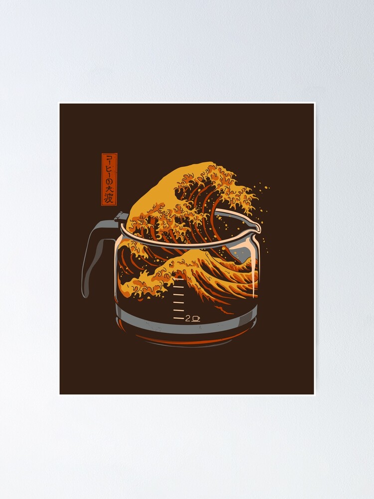 Thumbnail 1 of 3, Poster, The Great Wave of Coffee designed and sold by Gloopz.