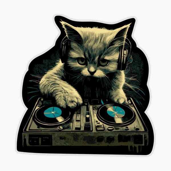 Cat DJ Music Kitten Rave Disco Kitty Animal Pet Gift Digital Art