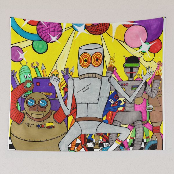 Item preview, Fiesta de baile de robots designed and sold by ArtJames.