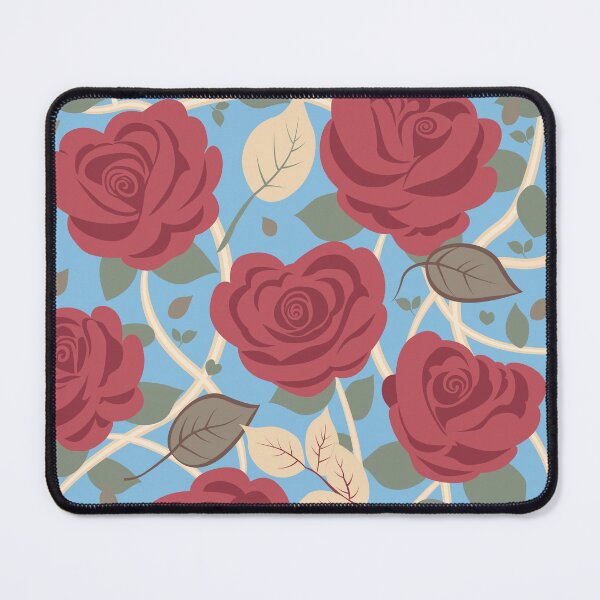 Item preview, Rose Flowers with Green Leaves Sky Blue Pattern designed and sold by Moyanana.