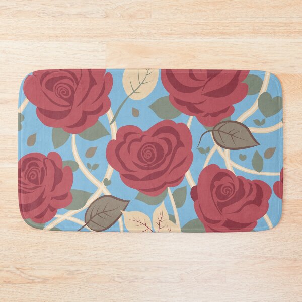 Item preview, Rose Flowers with Green Leaves Sky Blue Pattern designed and sold by Moyanana.