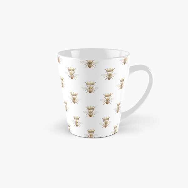 Queen Bee Pattern | Vintage Honey Bees | Gold and White | Tall Mug