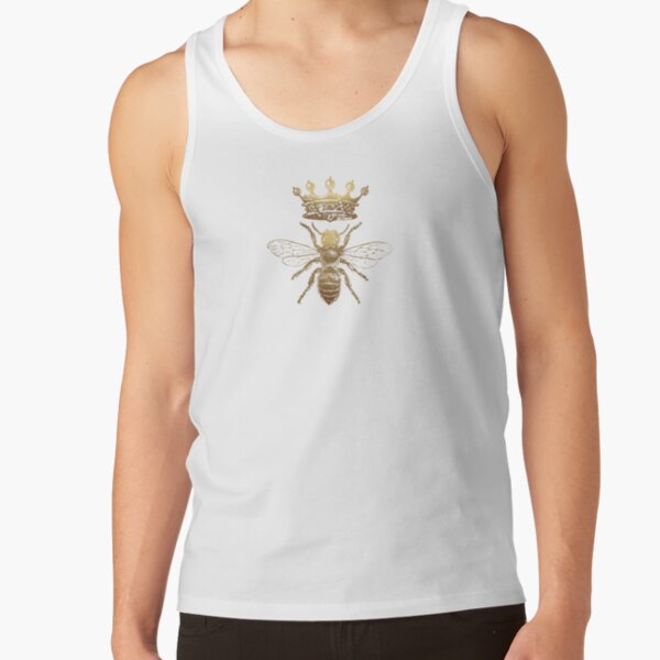 Queen Bee Pattern | Vintage Honey Bees | Gold and White | Tank Top