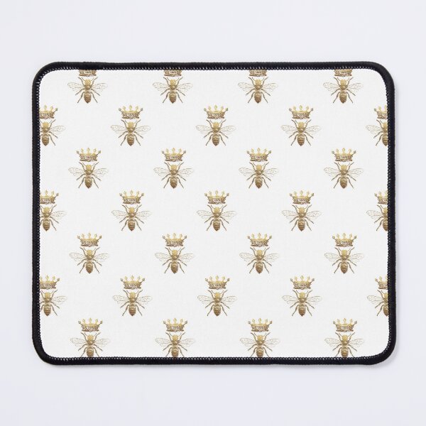 Queen Bee Pattern | Vintage Honey Bees | Gold and White | Mouse Pad