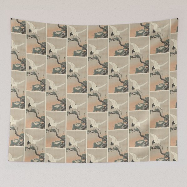 Item preview, Ohara Koson Japanese common crane on branch of pine designed and sold by TeeARTHY.
