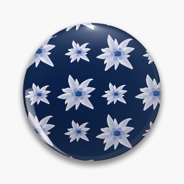 Item preview, Edelweiss Flower Blossoms On Navy Blue Background designed and sold by burbankdesigns.