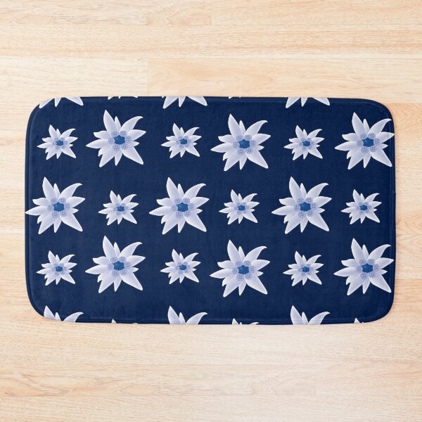 Item preview, Edelweiss Flower Blossoms On Navy Blue Background designed and sold by burbankdesigns.