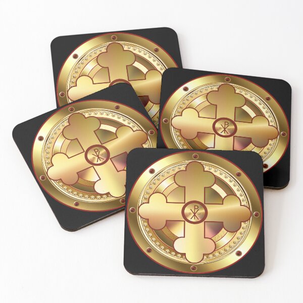Item preview, Greek Orthodox Cross Gold Red Trim Alpha Omega designed and sold by Yiorgos Designs.