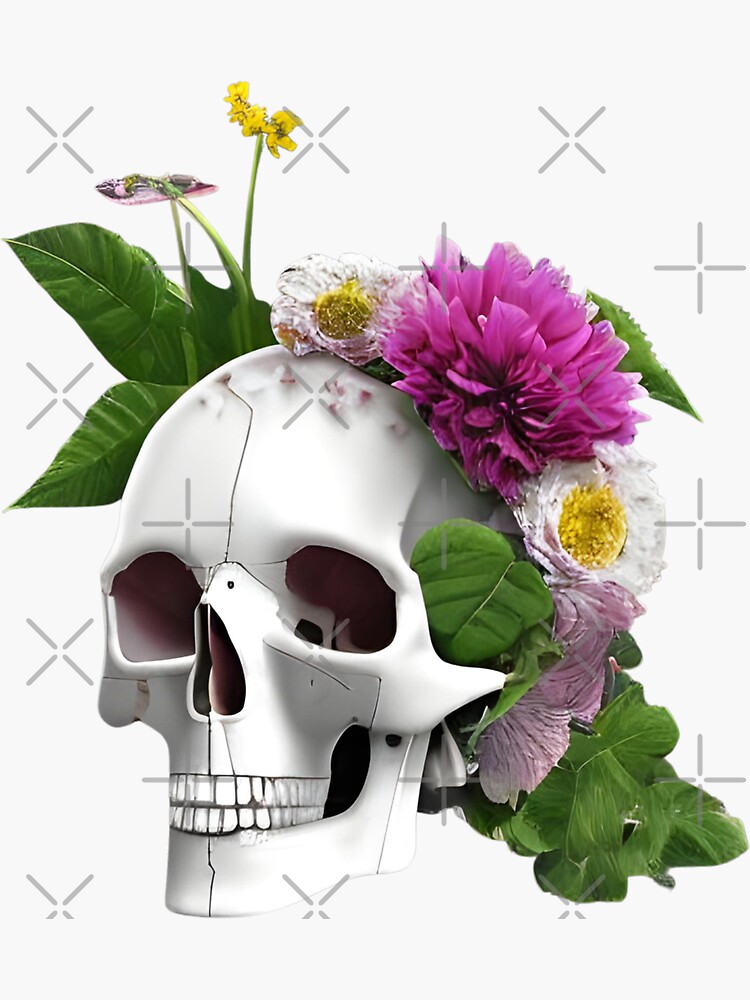 "Flowers growing out of skull" Sticker for Sale by gramizzia Redbubble