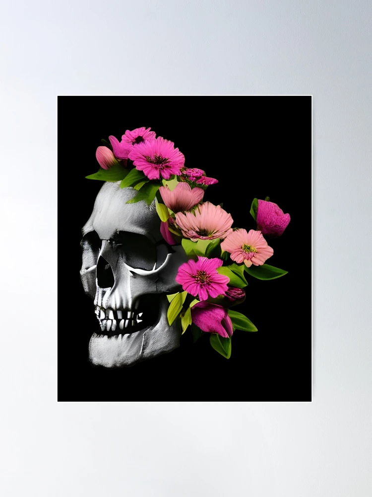 Flowers growing out of skull