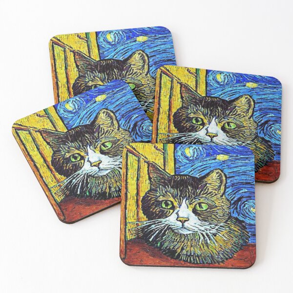 Item preview, Cat in Van Gogh Style 2 designed and sold by catontheroof.