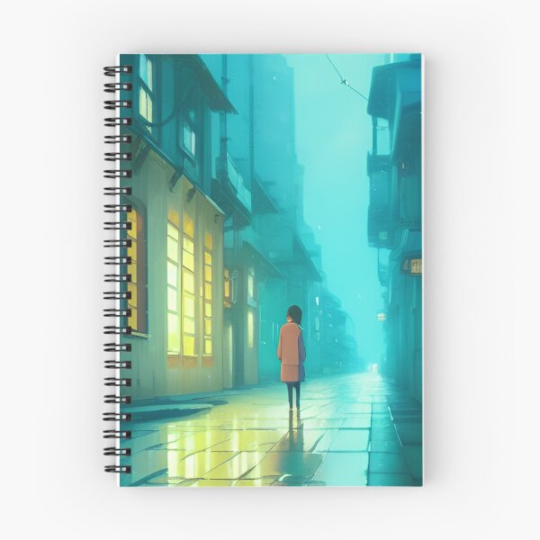 Aperçu de l'œuvre Turquoise Night Light City Life avec une fille de haute qualité Impression artistique créée et vendue par PaperMagus.
