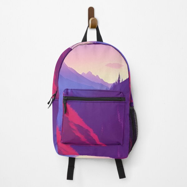 Item preview, Forest Mountain with trees and sunset High Quality Art Print designed and sold by PaperMagus.