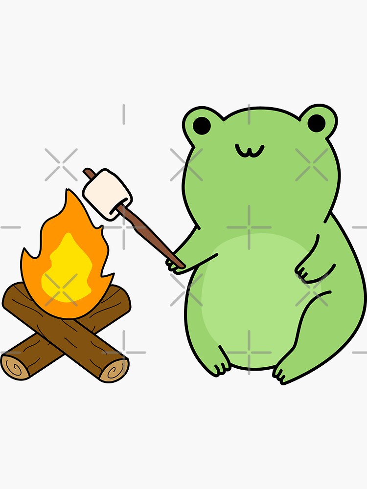 "Frog Roasting Marshmallow Over Campfire" Sticker for Sale by