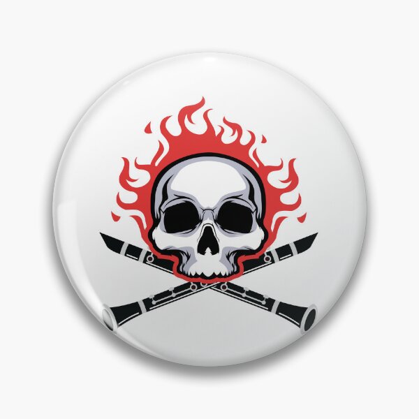 Item preview, Clarinet -Skull On Fire With Clarinet designed and sold by NewDayDesigns.