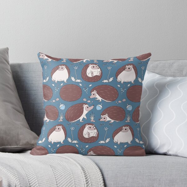 Item preview, Hedgehogs Among the Flowers Pattern in Blue and White designed and sold by PaperRain.