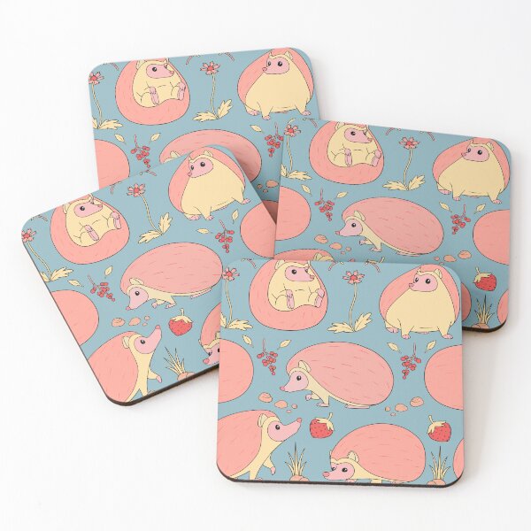 Item preview, Hedgehogs Among the Flowers Pattern in Pink and Blue designed and sold by PaperRain.