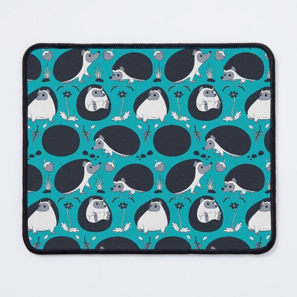 Item preview, Hedgehogs Among the Flowers Pattern in Black and Blue designed and sold by PaperRain.