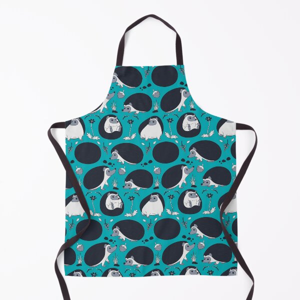 Artikelvorschau, Igel unter dem Blumenmuster in Schwarz und Blau entworfen und verkauft von PaperRain.