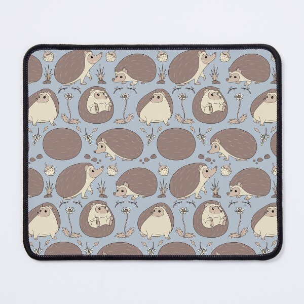 Item preview, Hedgehogs Among the Flowers Pattern in Beige and Blue designed and sold by PaperRain.