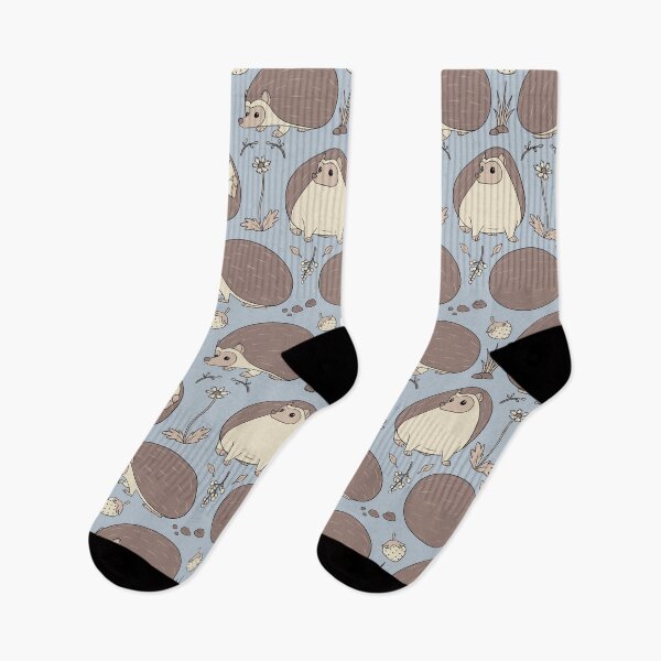 Item preview, Hedgehogs Among the Flowers Pattern in Beige and Blue designed and sold by PaperRain.