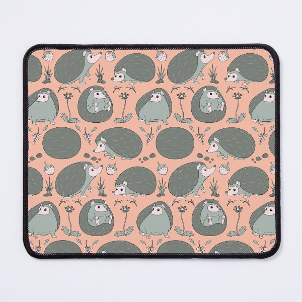 Artikelvorschau, Igel unter dem Blumenmuster in Grau und Pfirsich entworfen und verkauft von PaperRain.