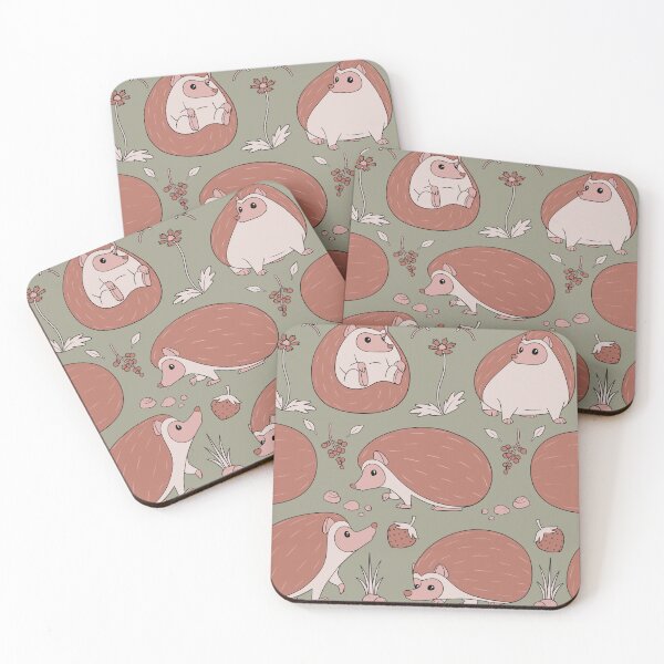 Artikelvorschau, Igel unter dem Blumenmuster in Braun und Grau entworfen und verkauft von PaperRain.