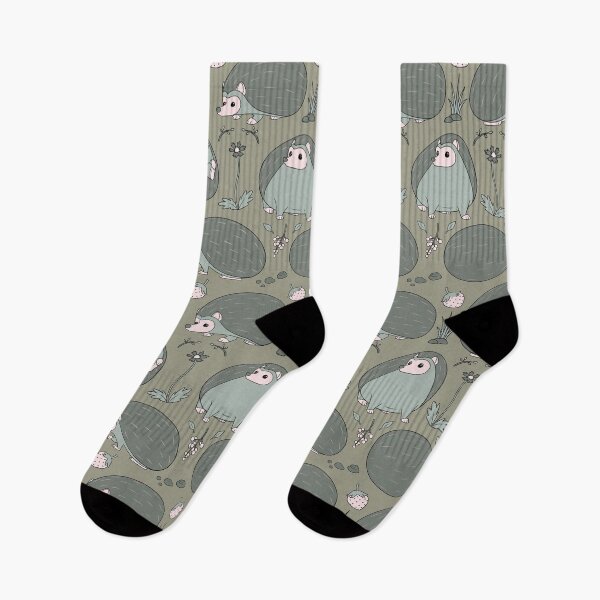 Item preview, Hedgehogs Among the Flowers Pattern in Pink and Grey designed and sold by PaperRain.