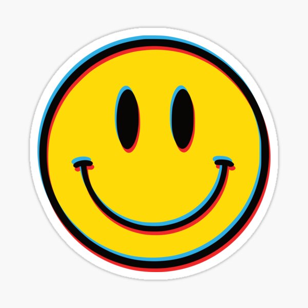 Funny Glitch Smiley Cute Trippy 3D Happy Face Sticker by fezztee