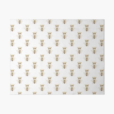 Queen Bee Pattern | Vintage Honey Bees | Gold and White | Art Board Print