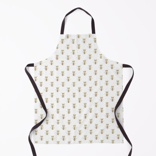 Queen Bee Pattern | Vintage Honey Bees | Gold and White |  Apron