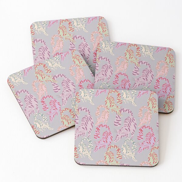 Item preview, Colorful Retro Tigers Pattern In Muted Colors Blue Gray designed and sold by scorpiolane.