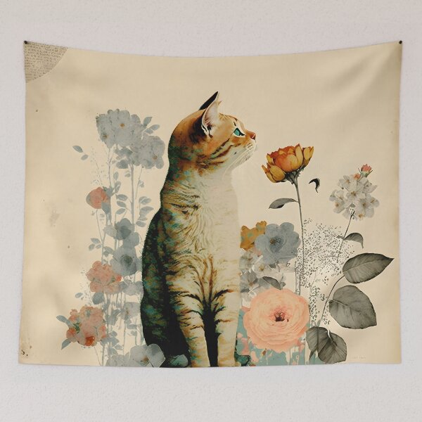 Item preview, Cat and flower collage 08 designed and sold by EmilyDayDreams.