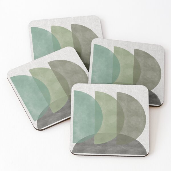 Item preview, Modern Half Circles-Teal, Greens and Gray on light gray designed and sold by JAFStudio.