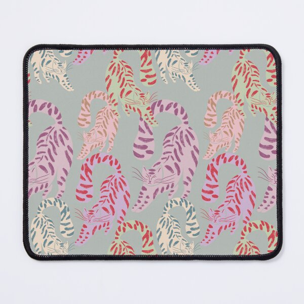 Item preview, Colorful Retro Tigers Pattern In Muted Colors Gray Teal designed and sold by scorpiolane.