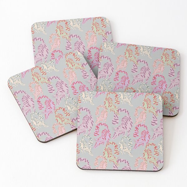 Item preview, Colorful Retro Tigers Pattern In Muted Colors Grayish Blue designed and sold by scorpiolane.
