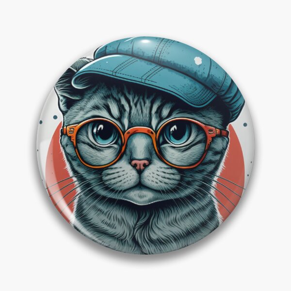 Item preview, Illustration of grey haired cat wearing hat and eyeglasses looking at the camera  designed and sold by KristinaNEL.