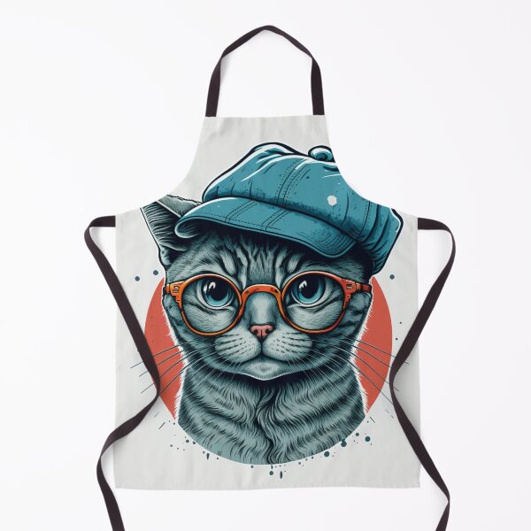 Item preview, Illustration of grey haired cat wearing hat and eyeglasses looking at the camera designed and sold by KristinaNEL.