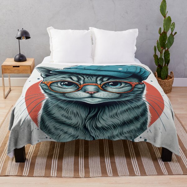 Item preview, Illustration of grey haired cat wearing hat and eyeglasses looking at the camera  designed and sold by KristinaNEL.