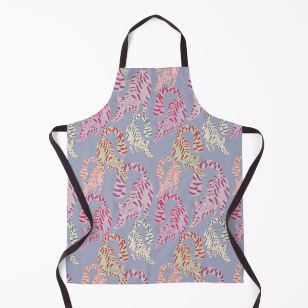 Item preview, Colorful Retro Tigers Pattern In Muted Colors Pigeon Blue designed and sold by scorpiolane.