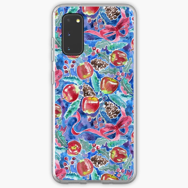 Watercolor Christmas Winter Apples Berries Fir Leaves Pinecones Samsung Galaxy Soft Case